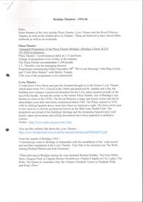Document - THEATRES COLLECTION: BENDIGO THEATRES 1954-56