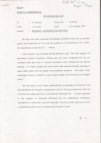 Document - KANGAROO FLAT GOLD MINE COLLECTION: MEMO J.H. LALOR TO R. WOODALL