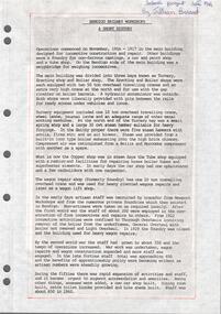 Document - RAILWAYS COLLECTION: BENDIGO RAILWAY WORKSHOPS - A SHORT HISTORY