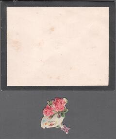Letter - ENVELOPE WITH BLACK CROSSED LINES AND CONTAINING PRINTED FLOWER ARRANGEMENT