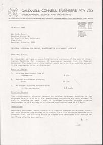 Letter - KANGAROO FLAT GOLD MINE COLLECTION:LETTER CALDWELL,CONNELL ENGINEERING TO BENDIGO MINING NL