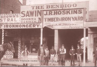 Postcard - POSTCARD. HOSKINS TIMBER YARD, HARGREAVES STREET, BENDIGO C. 1895