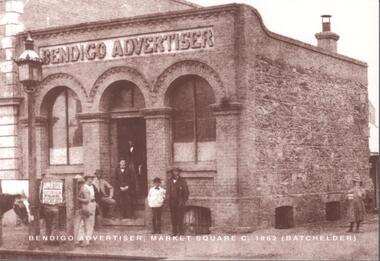 Postcard - POSTCARD. BENDIGO ADVERTISER, MARKET SQUARE C. 1862 (BATCHELDER), 1862