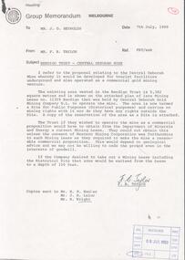 Letter - KANGAROO FLAT GOLD MINE COLLECTION: MEMO F.B.TAYLOR TO J.O. REYNOLDS WESTERN MINING CORPORATION