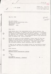 Letter - KANGAROO FLAT GOLD MINE COLLECTION: ARVI PARBO, WESTERN MINING CORPORATION
