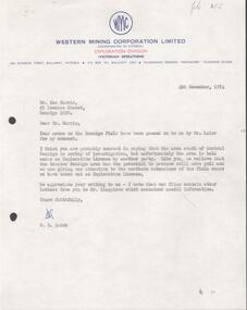 Letter - KANGAROO FLAT MINE SITE COLLECTION: WESTERN MINING LETTERS RE EXPLORATION