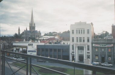 Photograph - EDITH LUNN COLLECTION: PHOTO LOOKING WEST FROM THE BENDIGO BANK BOARD ROOM, TOWARDS BUILDINGS AT CHARING CROSS, AND THE SACRED HEART CATHEDRAL, 27/07/1995
