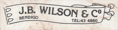 Plaque - BENDIGO CEMETERIES COLLECTION: J. B. WILSON METAL PLAQUE