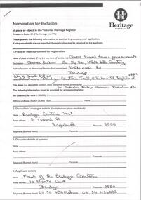 Document - BENDIGO CEMETERIES COLLECTION: NOMINATION FOR INCLUSION, HERITAGE VICTORIA