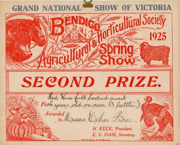 Award - COHN BROTHERS COLLECTION: Certificate, 1925