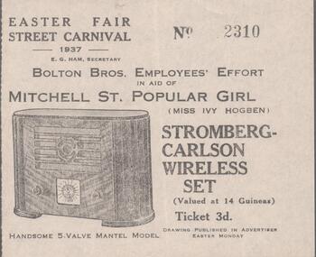 Ephemera - BENDIGO EASTER FAIR COLLECTION: RAFFLE TICKETS FROM 1937