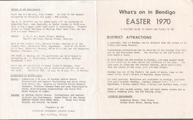 Document - BENDIGO EASTER FAIR COLLECTION: WHAT'S ON IN BENDIGO EASTER 1970