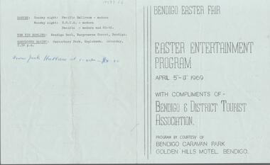 Document - BENDIGO EASTER FAIR COLLECTION: EASTER ENTERTAINEMNT PROGRAM 1969