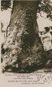 Postcard - POSTCARD. THE FAIRIES TREE AND THE SCULPTURE, MISS OLA COHN, 1932