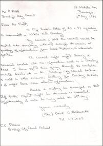 Document - BENDIGO CEMETERIES COLLECTION: CITY OF BENDIGO LETTERS
