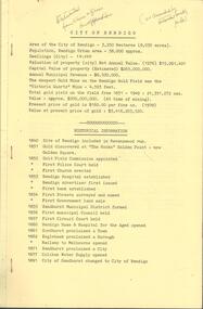 Document - CITY OF BENDIGO HISTORICAL INFORMATION