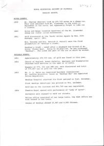 Document - BENDIGO HISTORICAL SOCIETY: ROYAL HISTORICAL SOCIETY OF VICTORIA (BENDIGO) NOTED AND NOTABLE EVENTS, Unknown