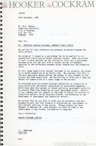 Document - SHEEAN COLLECTION: PROJECT MANAGEMENT PROPOSAL FROM HOOKER COCKRAM RE. PROPOSED BENDIGO REGIONALCOMMUNITY ARTS CENTRE DEC 1985, 1985