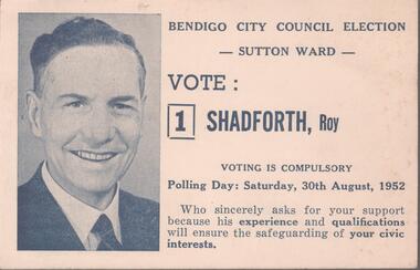 Document - BENDIGO CITY COUNCIL ELECTION - ROY SHADFORTH