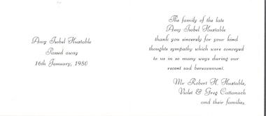 Document - AMY HUXTABLE COLLECTION: BEREAVEMENT CARD
