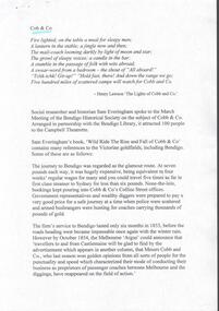Document - BENDIGO HISTORICAL SOCIETY COLLECTION: COBB AND CO