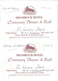 Document - SHAMROCK HOTEL COLLECTION: TICKET, 1997