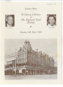 Document - SHAMROCK HOTEL COLLECTION: SOUVENIR MENU, 1981