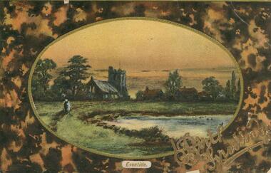 Postcard - POSTCARD.OVAL FRAMED LANDSCAPE.BIRTHDAY GREETINGS