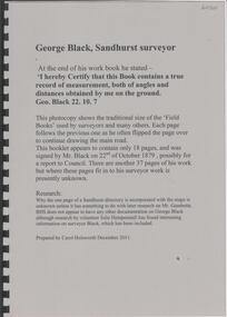 Book - GEORGE BLACK, SANDHURST SURVEYOR, 2011