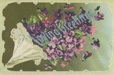 Postcard - POSTCARD. BUNCH OF FLOWERS WITH STEMS HELD IN A CLOTH