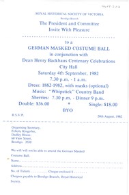 Document - DUDLEY HOUSE COLLECTION: INVITATION, 1982