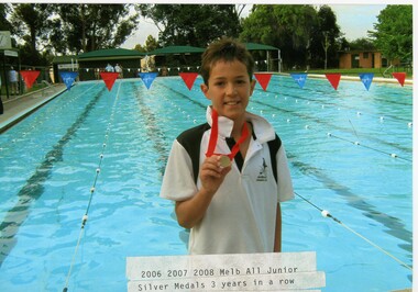Photograph - VAL CAMPBELL COLLECTION: PHOTOGRAPH OF 2008 MELBOURNE ALL JUNIOR SILVER SWIMMING, MEDAL, 2009