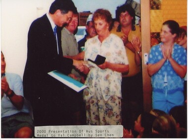 Photograph - VAL CAMPBELL COLLECTION: PHOTOGRAPH OF 2000 PRESENTATION OF AUS SPORTS MEDAL, 2000