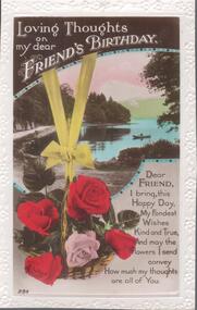 Postcard - BASKET OF ROSES, BIRTHDAY