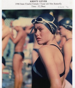 Photograph - VAL CAMPBELL COLLECTION: PHOTOGRAPH OF SWIMMER KRISTY GEYER 1998 STATE FINALIST, 1998