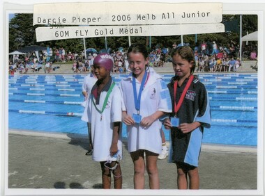 Photograph - VAL CAMPBELL COLLECTION: PHOTOGRAPH OF THREE GIRL MEDALISTS AT THE MELBOURNE ALL JUNIOR SWIMMING RACES, 2006
