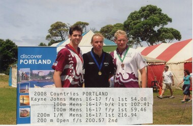 Photograph - VAL CAMPBELL COLLECTION: PHOTOGRAPH OF THREE MEDALISTS AT THE 2008 COUNTRIES SWIMMING PORTLAND, 2008