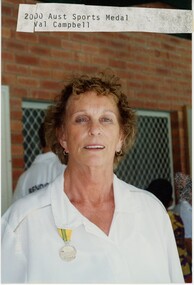 Photograph - VAL CAMPBELL COLLECTION: PHOTOGRAPH OF VAL CAMPBELL 2000 AUST SPORTS MEDAL, 2000