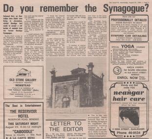 Newspaper - NEWSPAPER COLLECTION: DO YOU REMEMBER THE SYNAGOGUE?