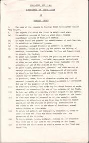 Document - THE BENDIGO TRUST COLLECTION: MEMORANDUM OF ASSOCIATION