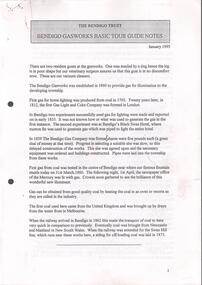 Document - BENDIGO GASWORKS COLLECTION: BENDIGO GASWORKS BASIC TOUR GUIDE NOTES