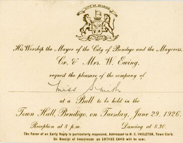 Photograph - SWEENEY COLLECTION: INVITATION, 1926