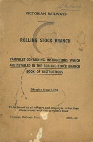 Book - VICTORIAN RAILWAYS BOOK OF INSTRUCTIONS, 1921