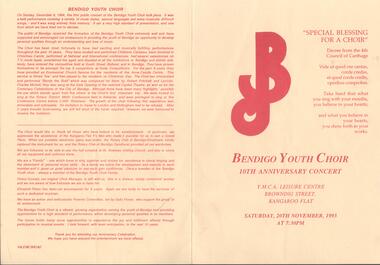 Document - BENDIGO YOUTH CHOIR COLLECTION: 10TH ANNIVERSARY CONCERT