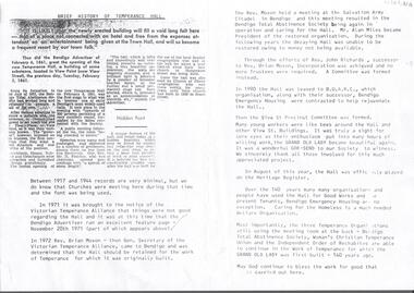 Document - BENDIGO TOTAL ABSTINENCE SOCIETY COLLECTION: 140TH ANNIVERSARY
