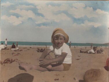 Photograph - WES HARRY COLLECTION: COLOURED PHOTOGRAPH OF BOY AT THE BEACH BY IRVING HARRY