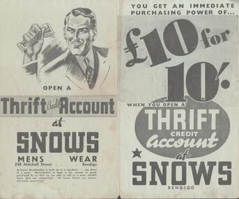 Document - BENDIGO BUSINESSES COLLECTION: SNOWS MENSWEAR