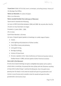Document - LEN BENNETTS COLLECTION: PRESENTATION TRANSCRIPT, 2022