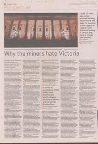 Newspaper - NEWSPAPER ARTICLE, WHY THE MINERS HATE VICTORIA
