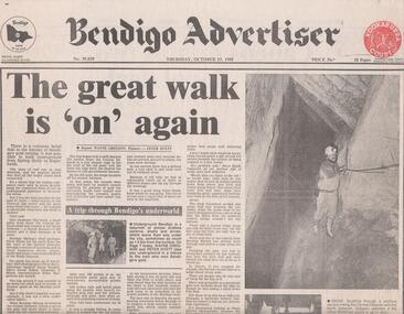 Newspaper - BENDIGO MINING, WALKING UNDERGROUND FROM SPRING GULLY TO EAGLEHAWK